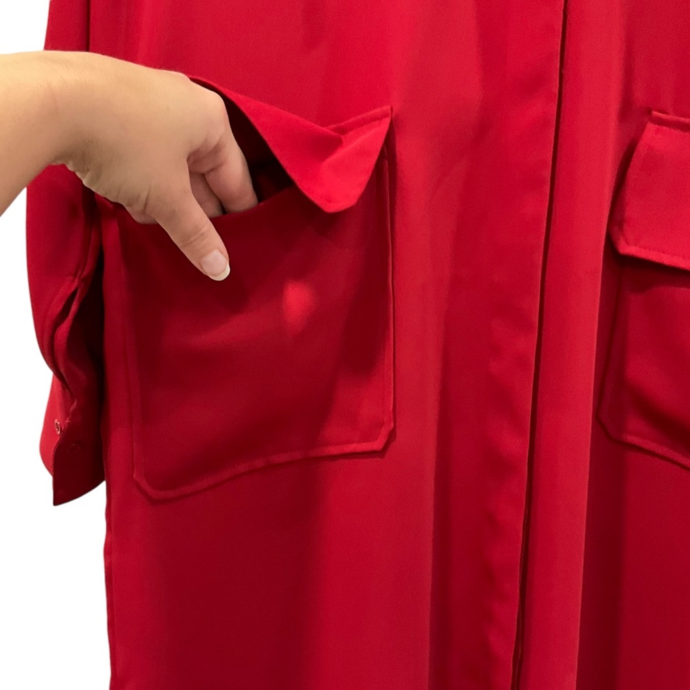 Aritzia Babaton Howitt Shirt Dress Jacket Red Utilitarian Pockets Women’… - Picture 8 of 16